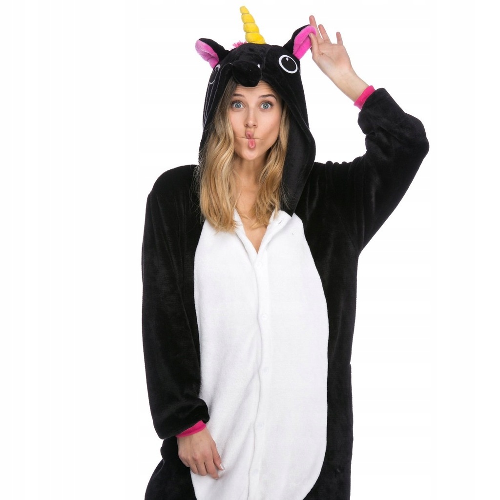 ONESIE JEDNOROŻEC UNICORN CZARNY PIŻAMA KIGURUMI L