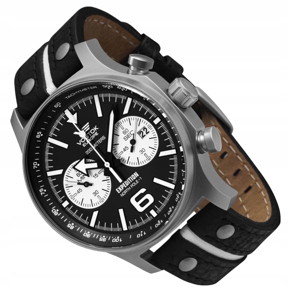 Купить Мужские часы на черном кожаном ремешке Восток Европа 6С21 ...