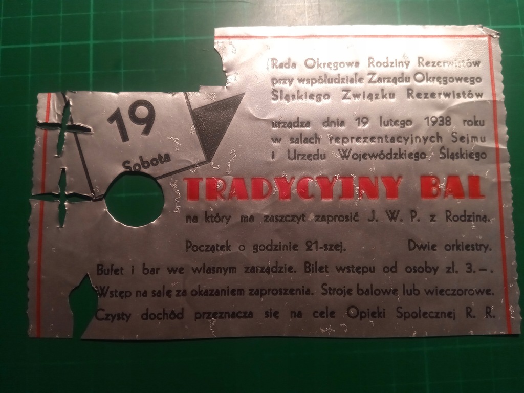 1939 19 LUTEGO TRADYCYJNY BAL ŚLĄSKI ZWIĄZEK REZER