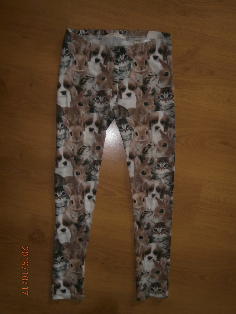 H&M legginsy getry zwierzątka r.140 j.nowe