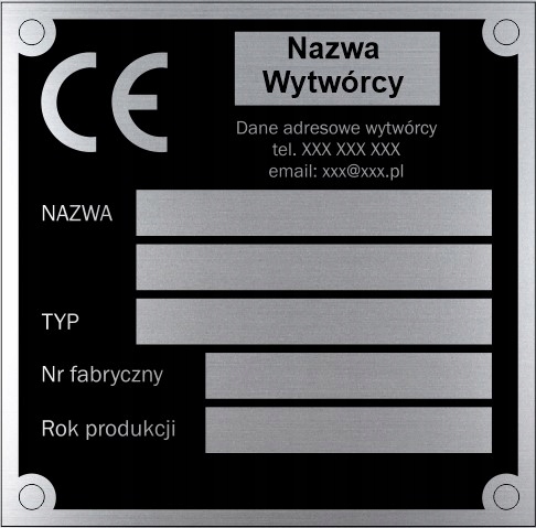 Tabliczka znamionowa CE - 70x70mm