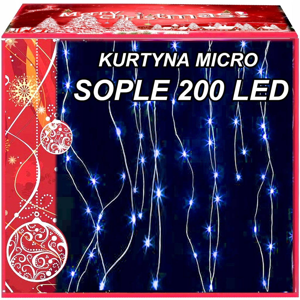 DRUCIKI SOPLE 200 LED LAMPKI MIKRO KURTYNA 3x0,6M