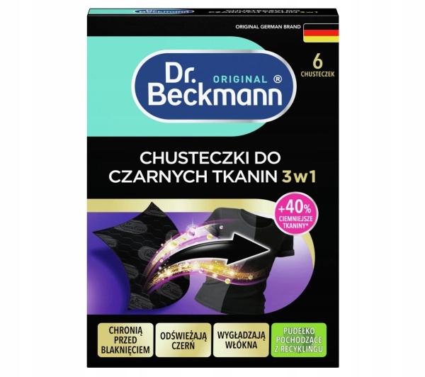 Chusteczki do prania Dr. Beckmann przywracające czerń 6 sztuk