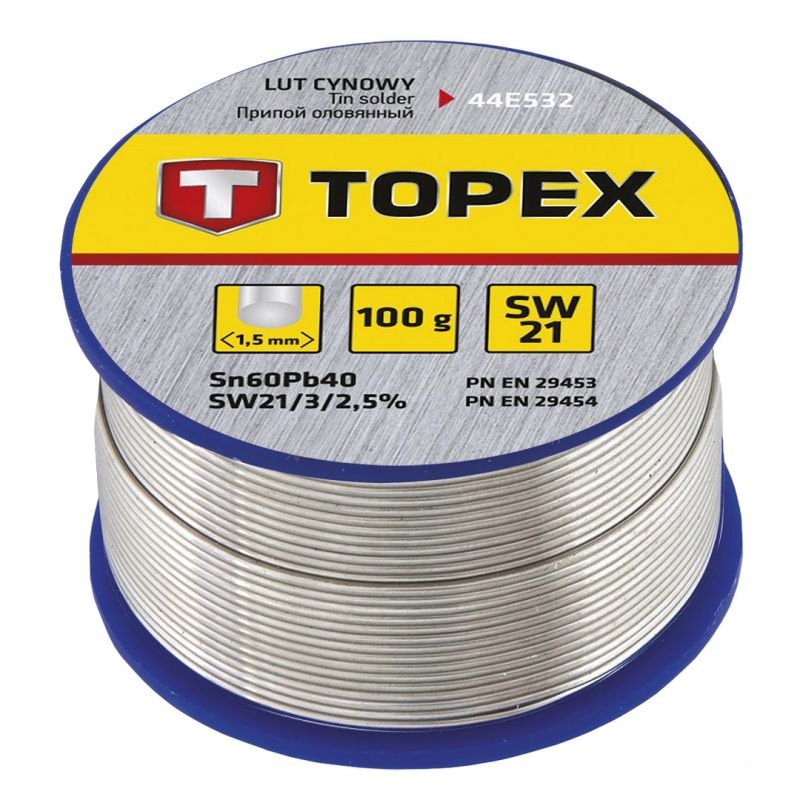 Topex Lut cynowy 60% Sn drut 1.5mm 100 g 44E532