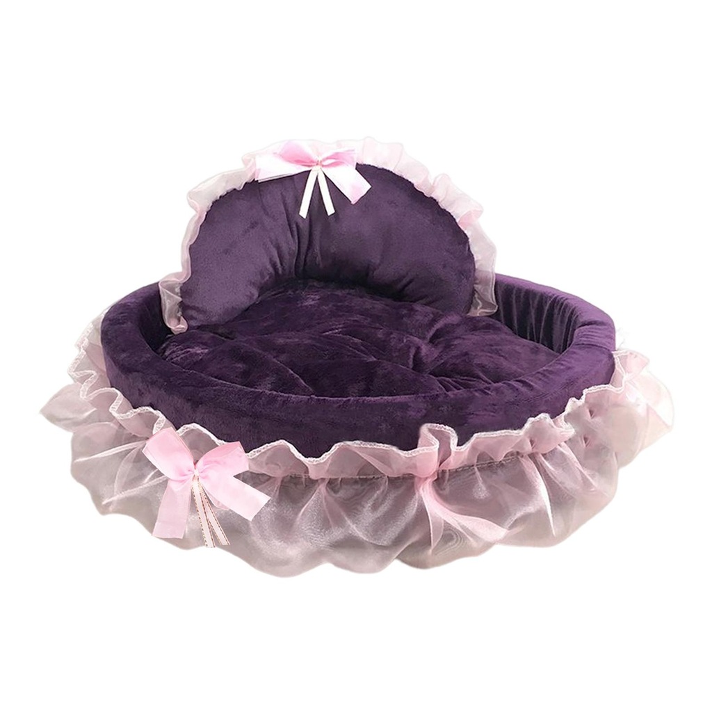 Lace Pet Dog Bed Cushion Dog House Kennel L Violet