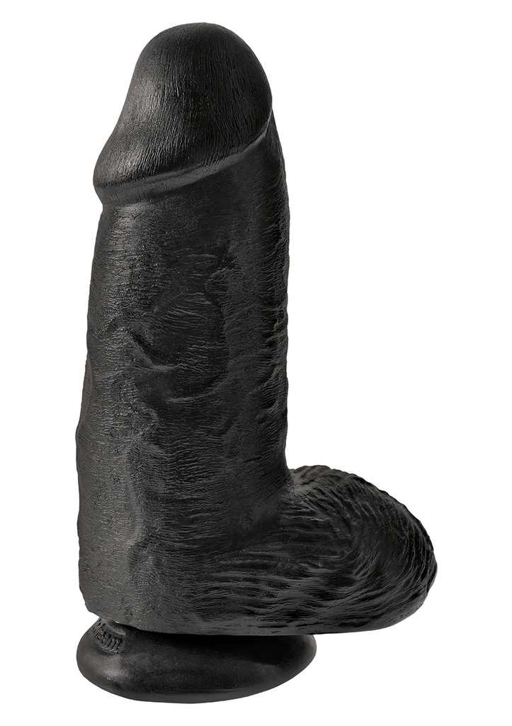 Grube czarne żylaste dildo z przyssawką 23 cm