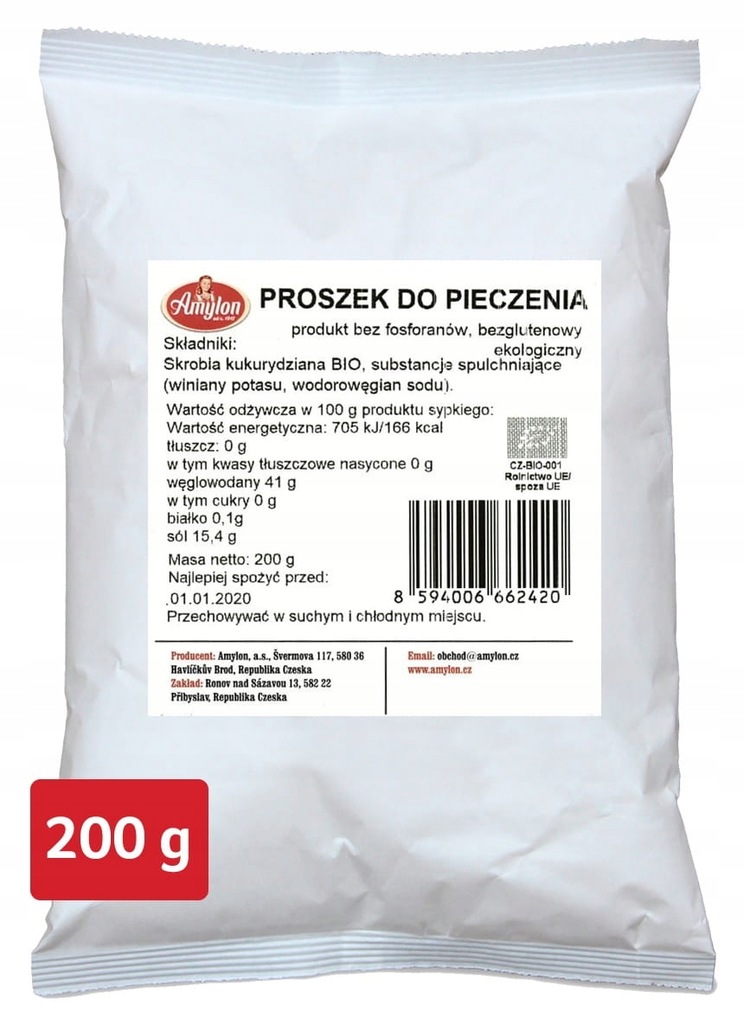 Proszek do pieczenia bezglutenowy bio 200 g amylon