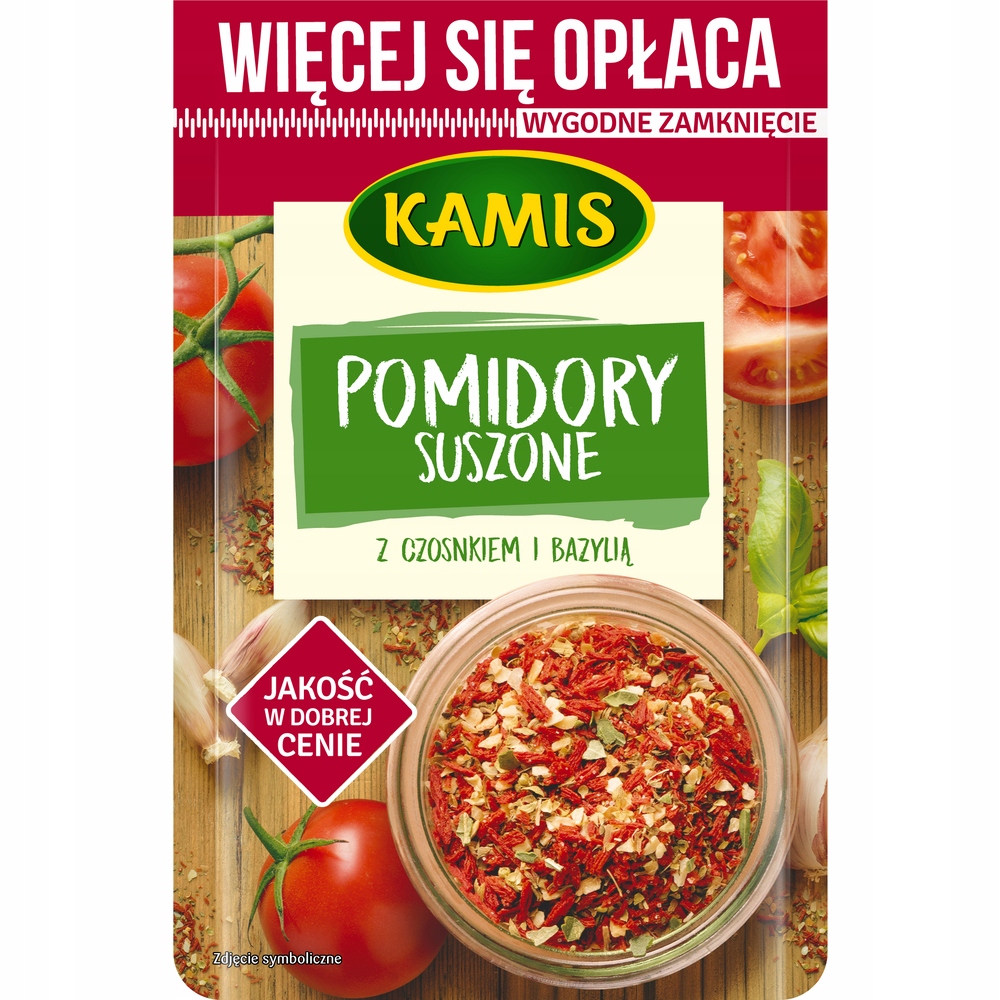 KAMIS FAMILY SUSZONE POMIDORY Z CZOSNKIEM I BAZYLIĄ 50g