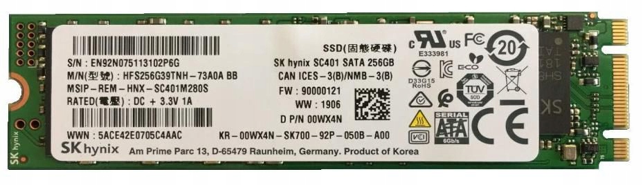 DELL SSD, 256 GB, Non Encrypted, M4Y0W