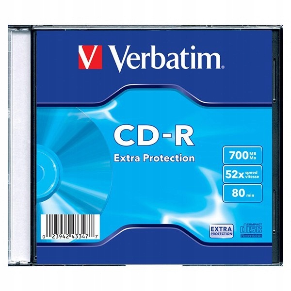 Verbatim CD-R, 43347, DataLife, 1-pack, 700MB, Extra Protection, 52x, 80min