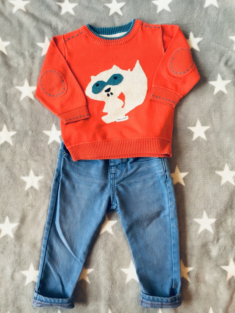 ZARA NEXT Jeansy sweterek szop pracz 12-18 m 86 cm