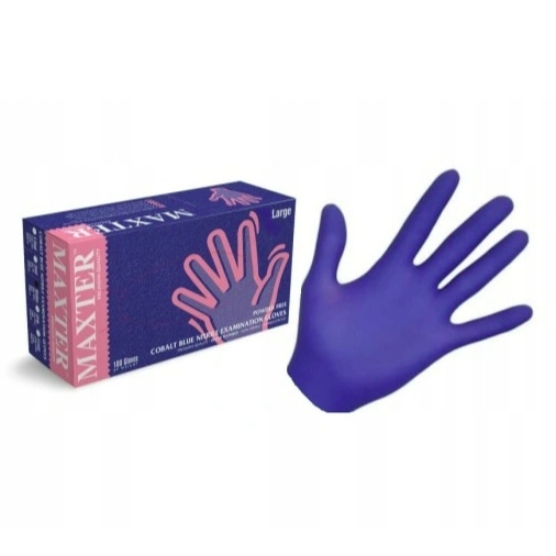 MAXTER Rękawiczki nitrylowe bezpudrowe NIEBIESKIE L 100 sztuk