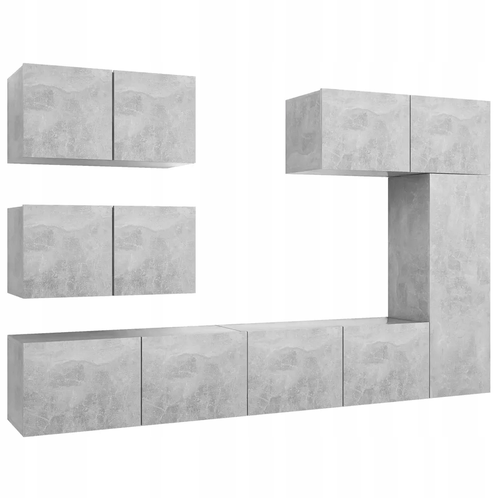 6-cz. zestaw szafek telewizyjnych, szarość beton