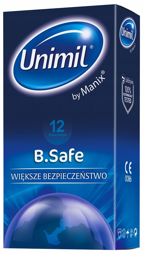 Unimil B.Safe lateksowe prezerwatywy 12 sztuk P1