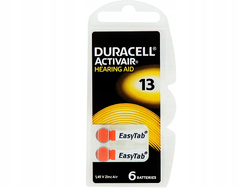 DURACELL 6sz Baterie Słuchowe 13 PR48 Activair B26