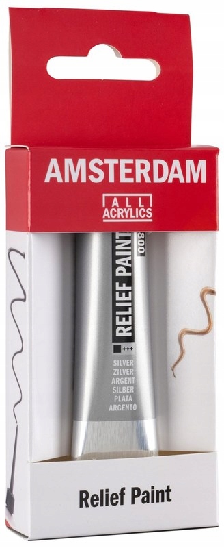 Set Konturowa FARBA DO RĘKODZIEŁA Piękna Amsterdam Relief Paint 20ml Silver