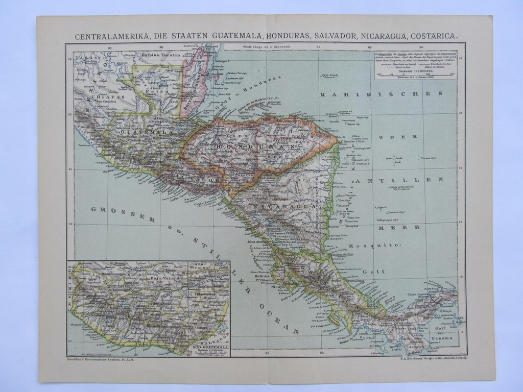 AMERYKA ŚRODKOWA mapa 1898 r.