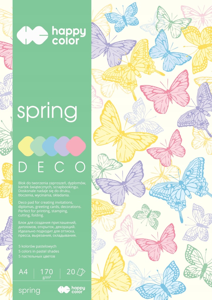 Blok Happy Color Deco Spring A4 5 kolorów 20 arkus