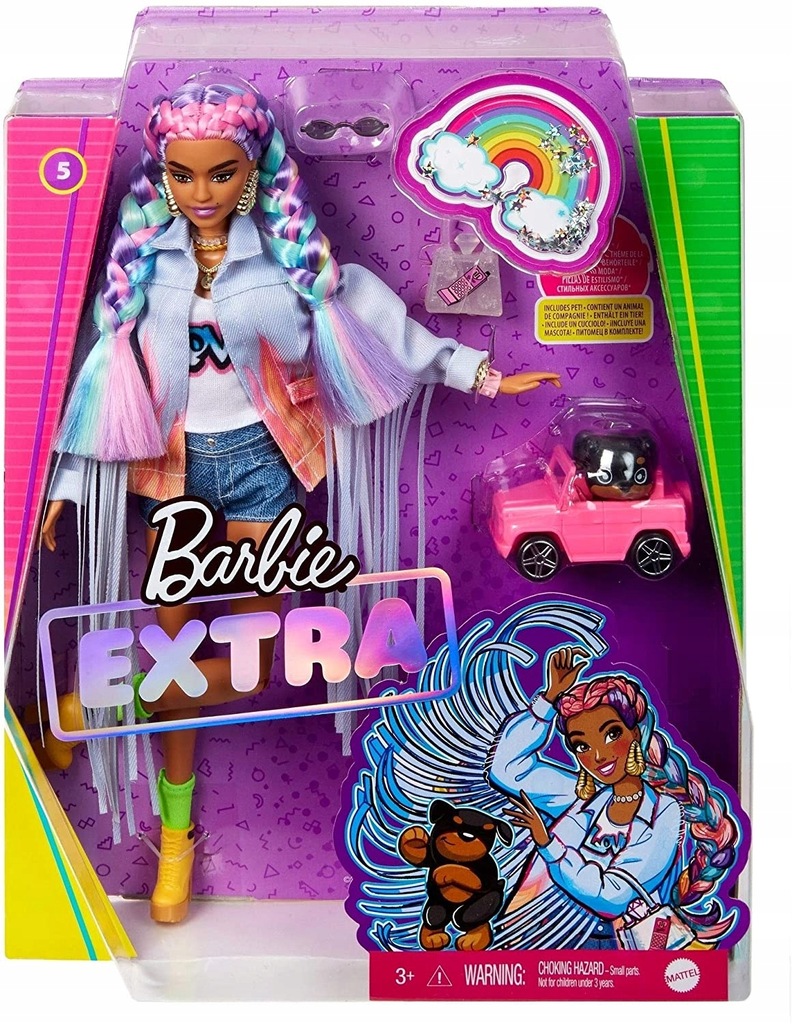 Barbie Extra GRN29 tęczowy warkocz Fashionistas