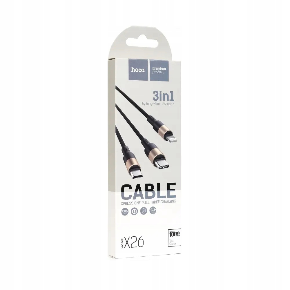 HOCO kabel 3w1 do iPhone Lightning + Micro + Typ C