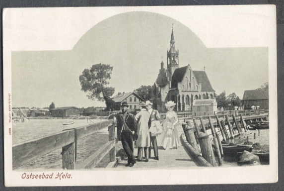 Hel, molo i kościół, 1905r.