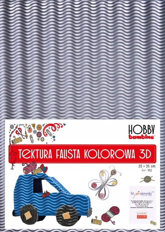 Tektura B4 falista 3D 25x35 Bambino10 arkuszy Złota/Srebrna