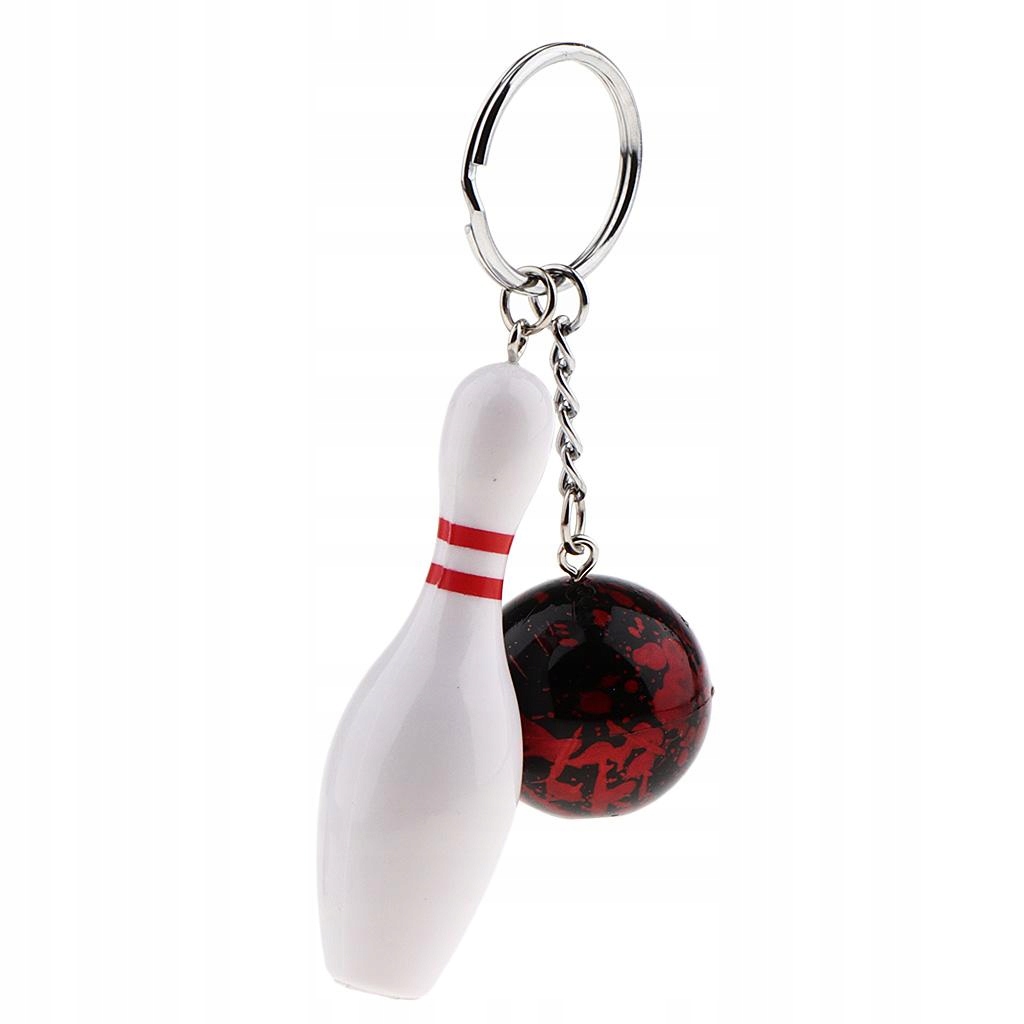 110mm Bowling Pin and Ball Metal Keychain Keyring chain Toys red