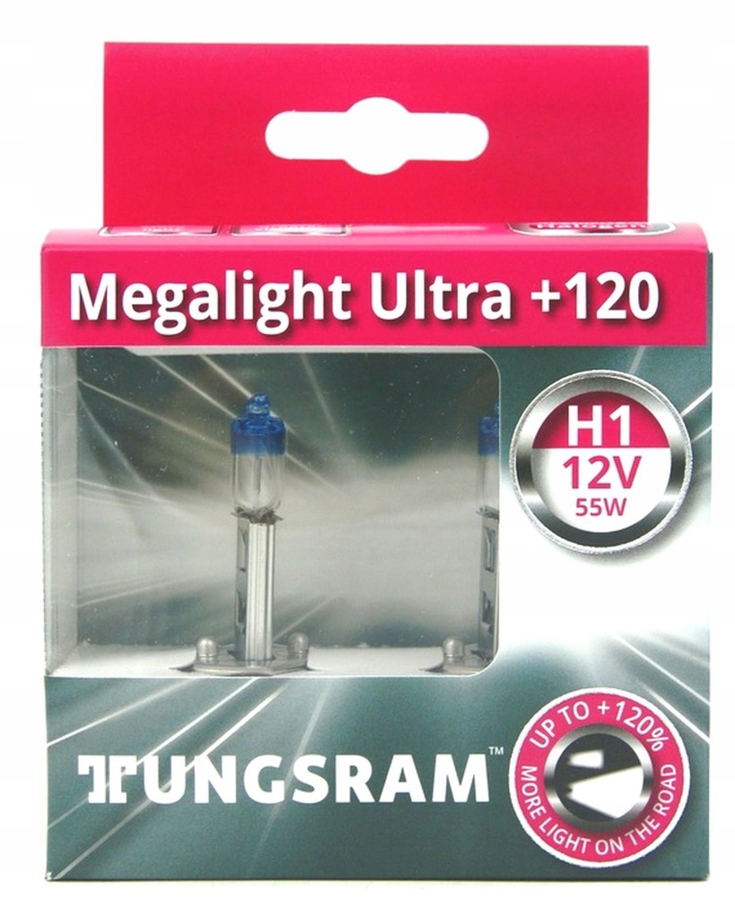 TUNGSRAM H1 Megalight Ultra +120 żarówki 55W 2szt - 12348762257 ...