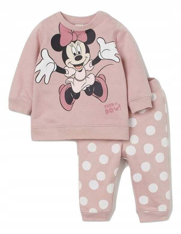 H&M komplet róż MYSZKA MINNIE bluza spodnie 74