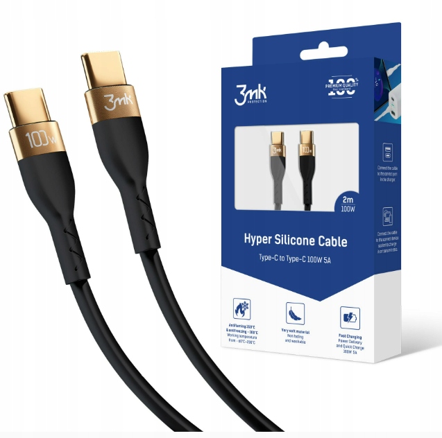 3MK KABEL USB-C -USB-C 2m 3MK HYPER SILICONE CABLE C TO C 2M