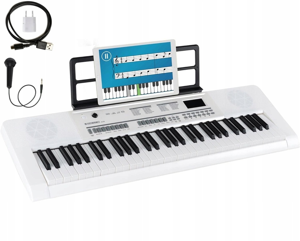 Keyboard Organy Pianino Do Nauki Akumulatorowe 61 Klawiszy USB MP3 Mikrofon