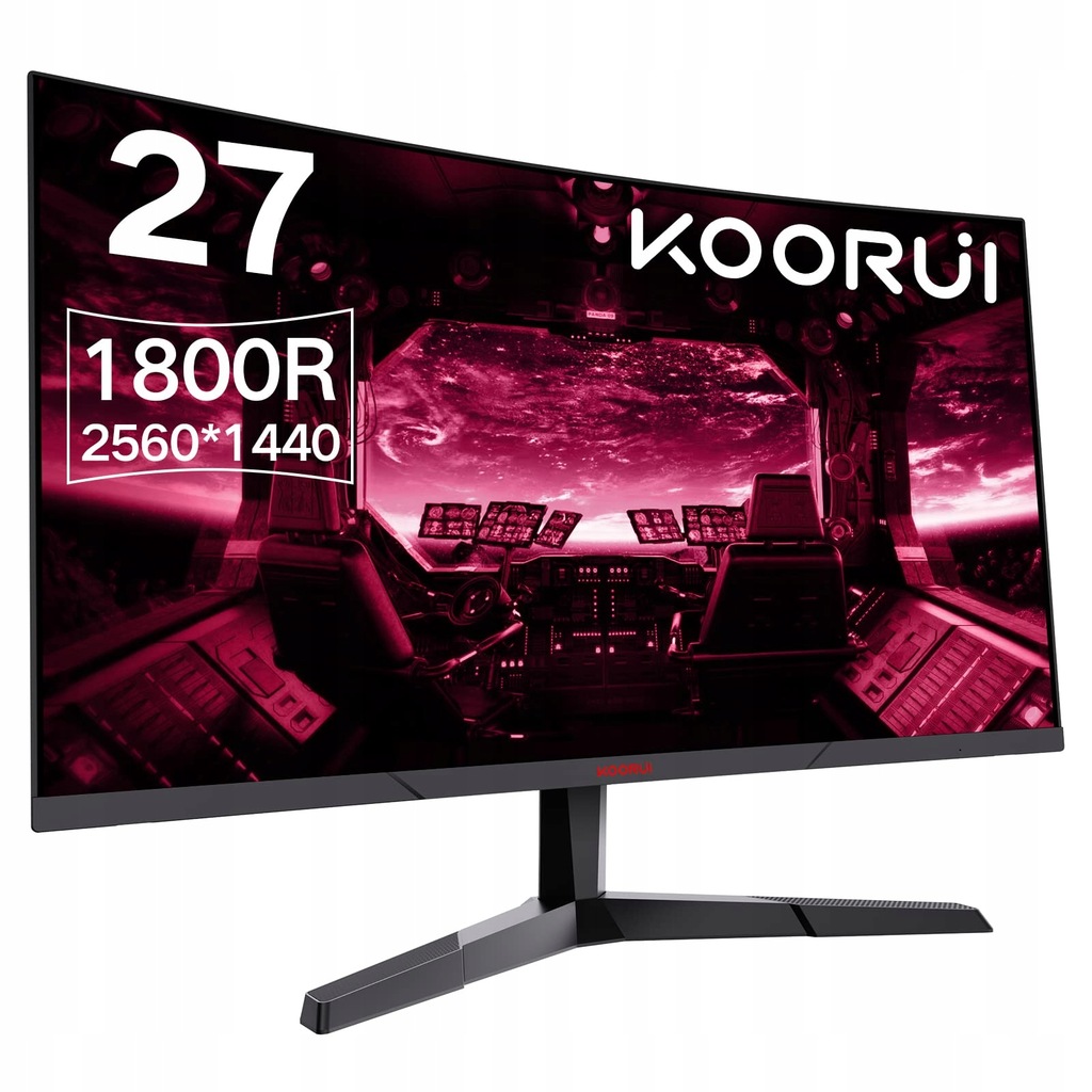 Monitor do gier KOORUI 27 cali, płaski ekran 1800
