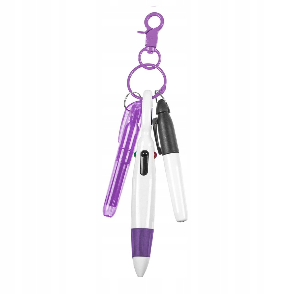 Pen with Carabiner Clip Portable with Buckle Keychain Multipurpose violet