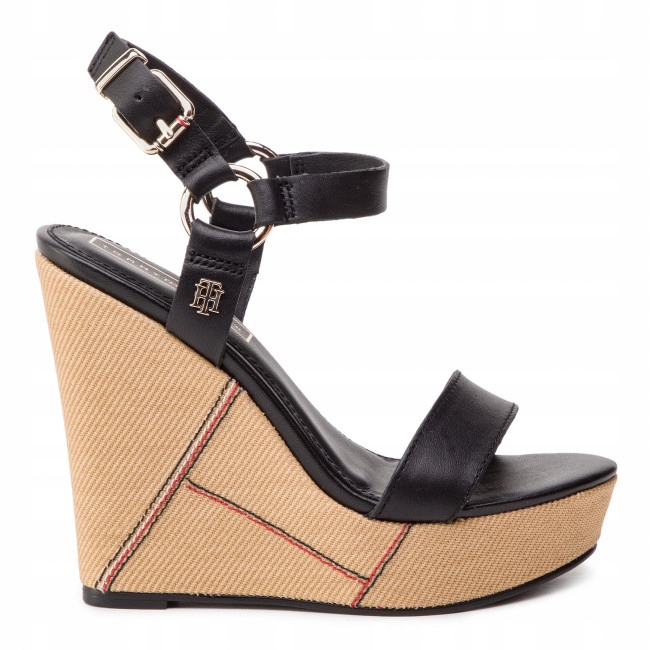 TOMMY HILFIGER Elevated Leather Wedge KOTURNY r 37