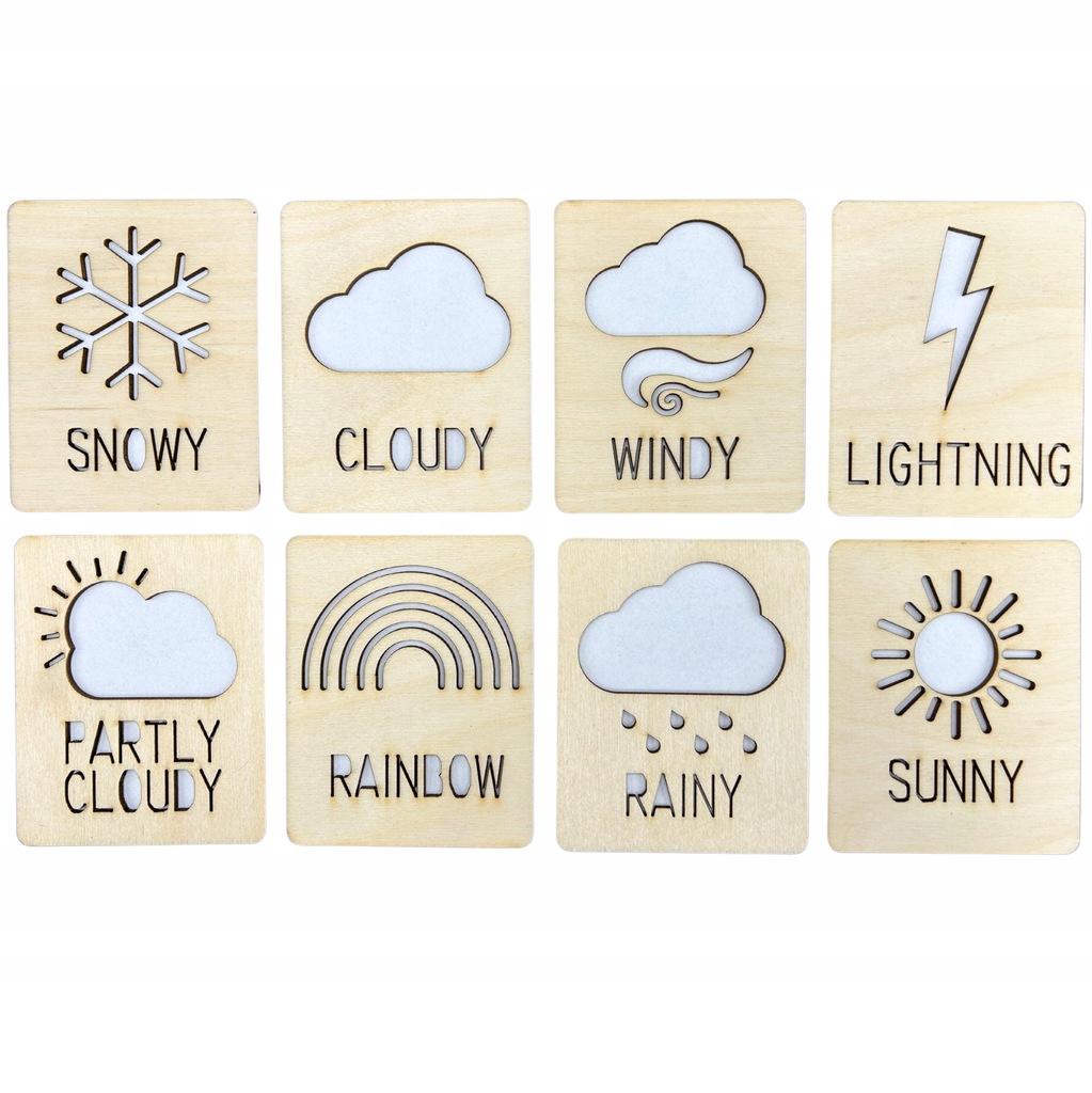Drewniana tabliczka tabliczki karty pogoda fiszki