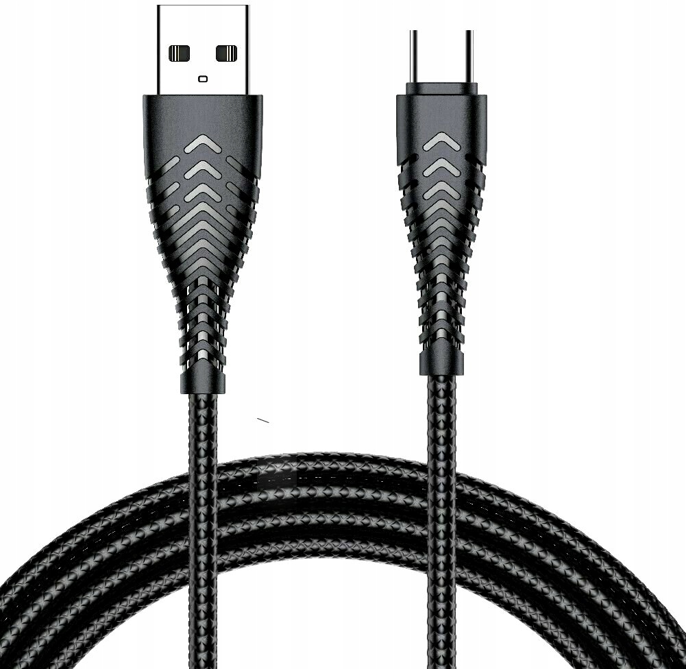Kabel USB C VEGER USB A do typ C PD 2,4A 2.0 V104 1,2 m czarny oplot 120 cm