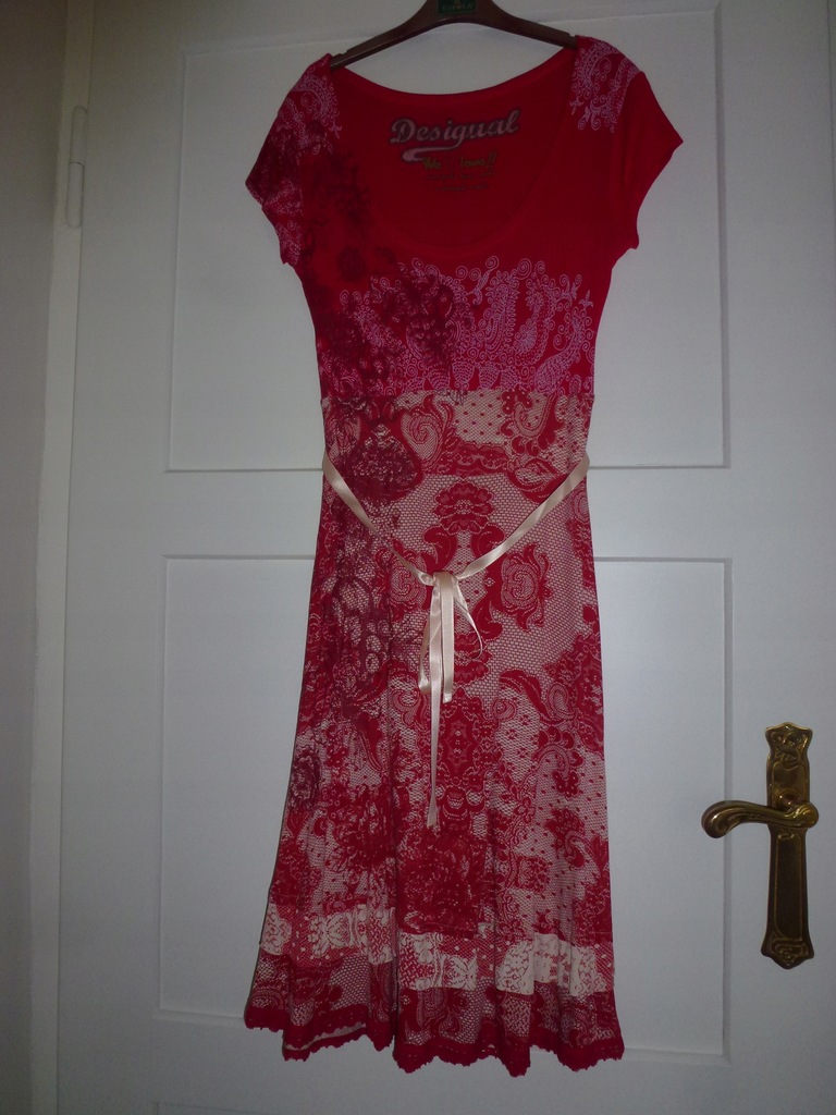 DESIGUAL sukienka czerwona cienka bawełna
