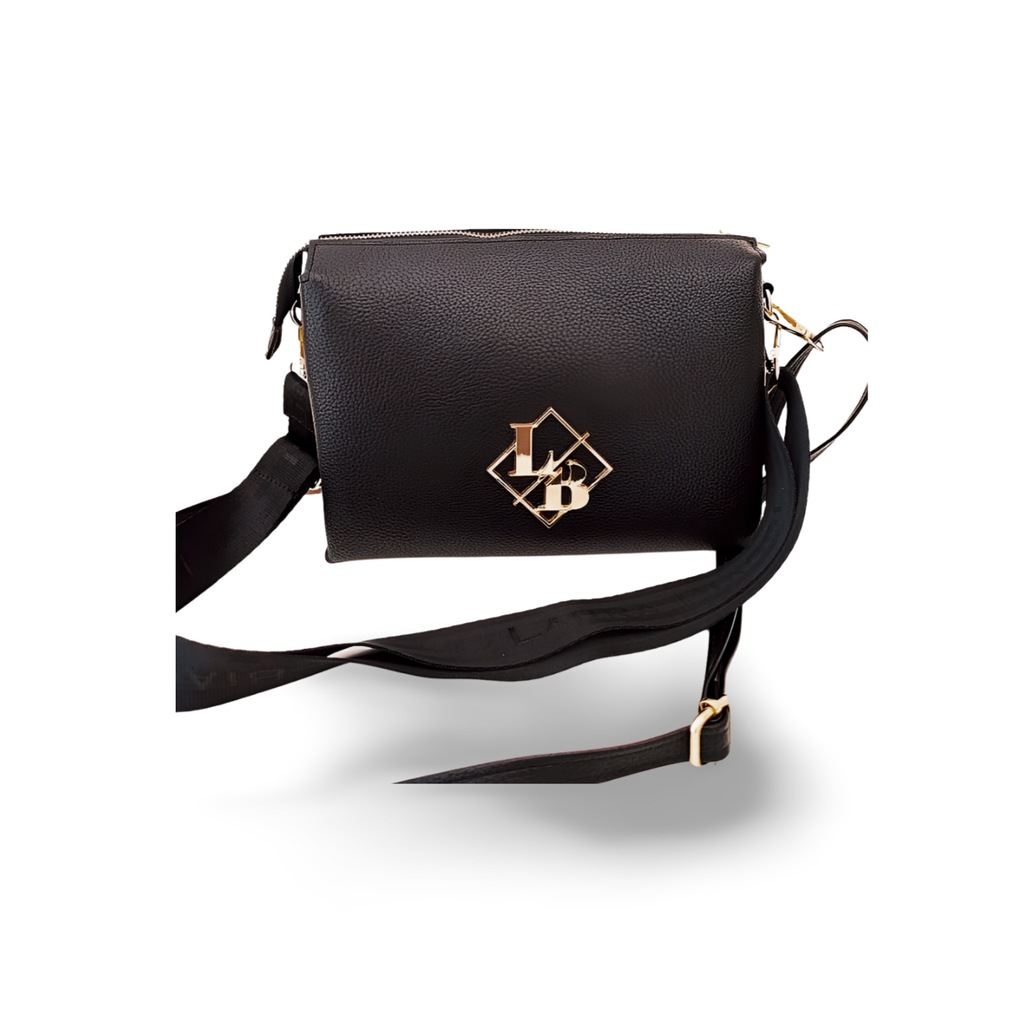 Laura Biaggi torebka listonoszka czarna trzykomorowa