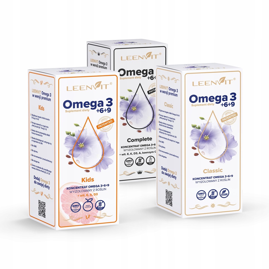 Omega 3 6 9 Pakiet zestaw rodzinny Kwasy Leenvit