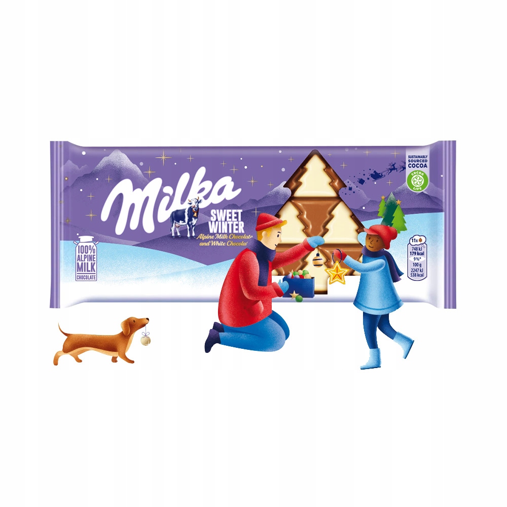Czekolada Milka mleczna świąteczna, sweet winter z białą czekoladą 100 g