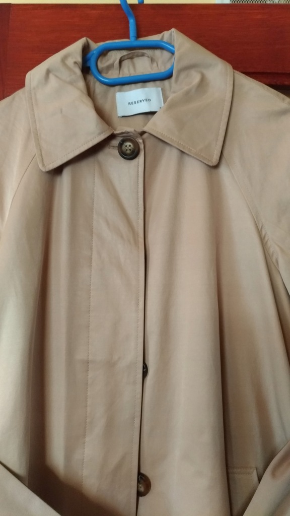Reserved S 36 beżowy płaszcz trencz zara