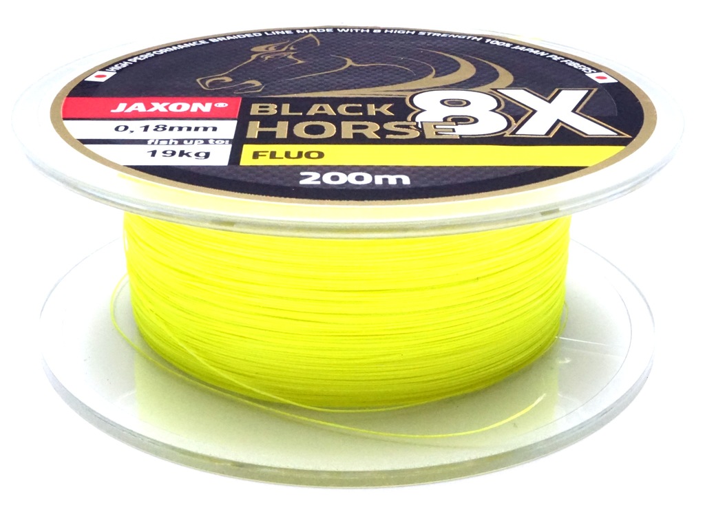 PLECIONKA JAXON BLACK HORSE 8X 0,18mm 200m FLUO !!