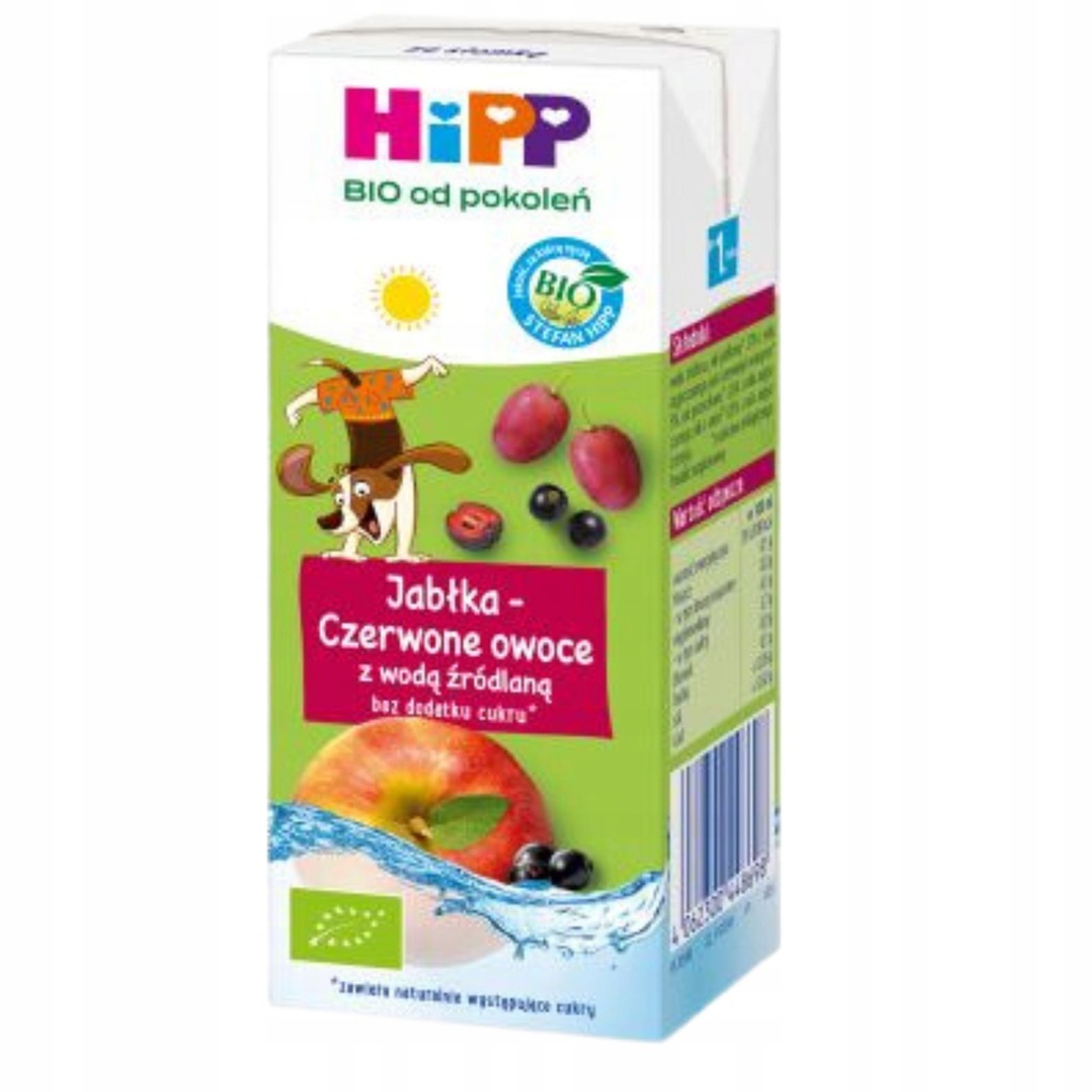 HIPP BIO od pokoleń Jabłka-Czerwone owoce z wodą źródlaną BIO 200 ml