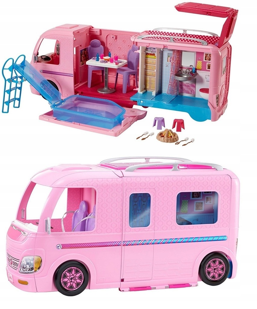 BARBIE WYMARZONY KAMPER BASEN DUZY AUTO FBR34 XXL