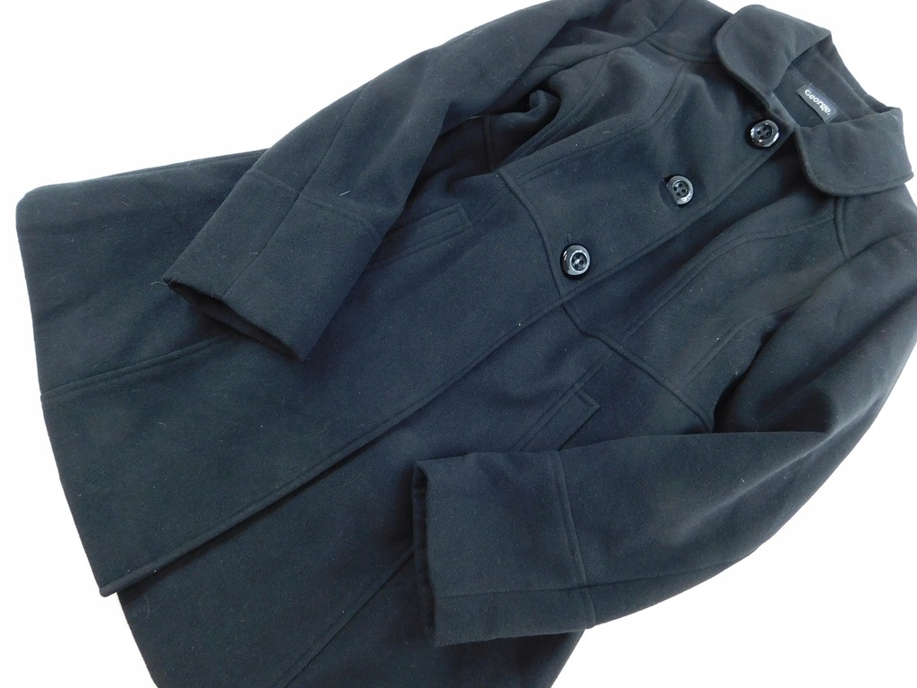 1602e16 GEORGE płaszcz CZARNY klasyczny L