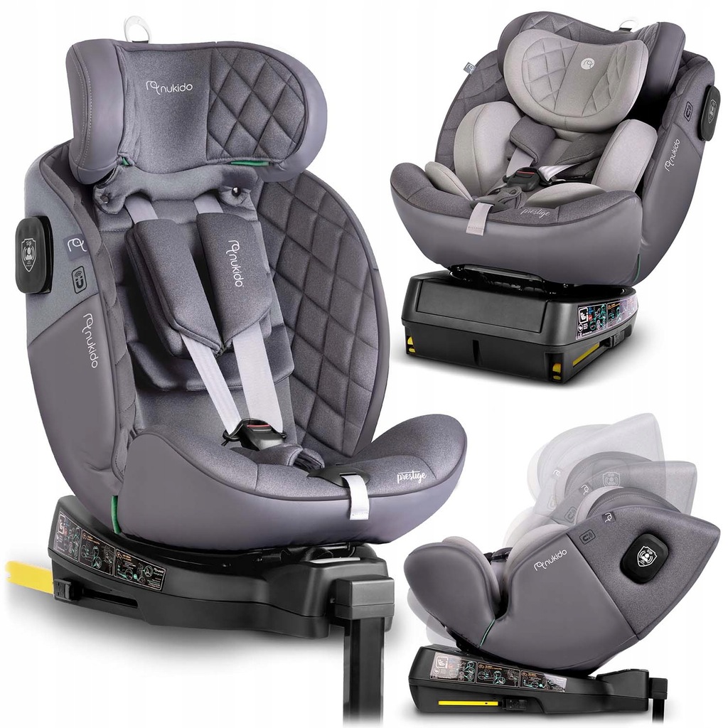 Fotelik samochodowy Nukido Prestige Line szary 0-36 kg ISOFIX