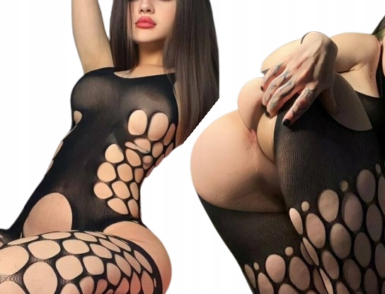 SEKSOWNA BIELIZNA sexy komplet bodystocking body otwarty krok XS/XL