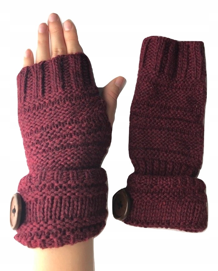 rękawiczki damskie zimowe mitenki bordowe ciepłe