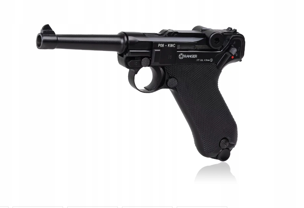 Wiatrówka pistolet RANGER P08 Parabellum KWC kal. 4,5 BBs BLOW BACK 21 strz