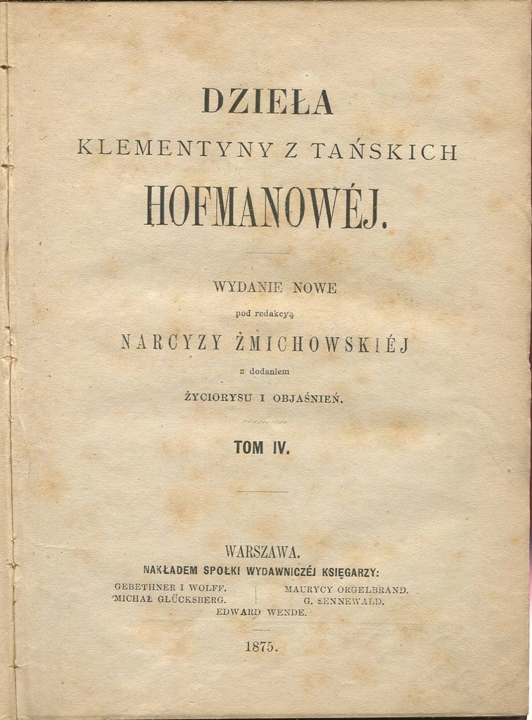 Klementyna Hoffmanowa DZIEŁA TOM IV 1875 11846265107 oficjalne